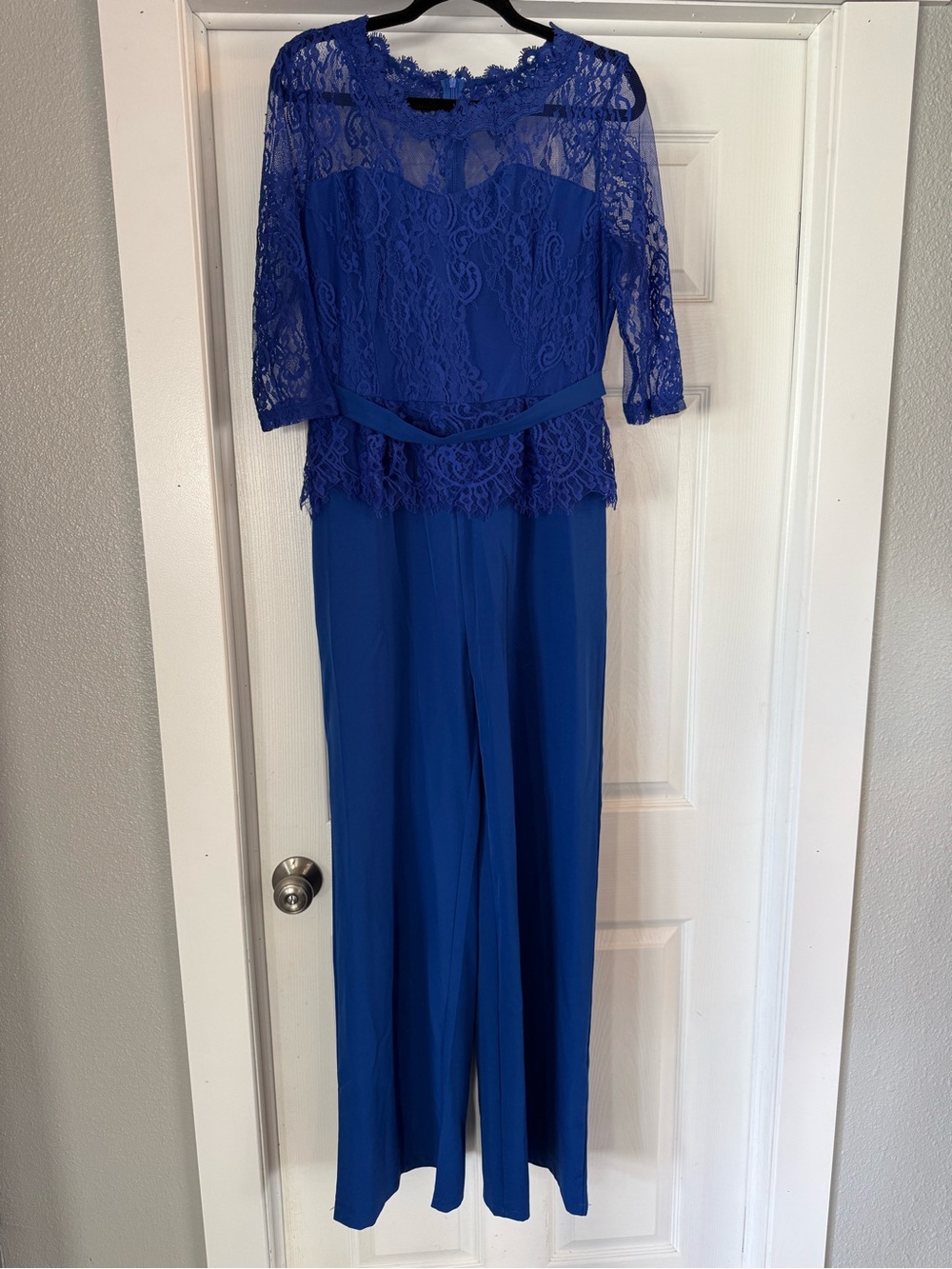 Elegant Lace Bodice Royal Blue Jumpsuit